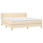 Cama box spring con colchón tela color crema 180x200 cm de , Camas y somieres - Ref: Foro24-3130134, Precio: 553,45 €, Descue...