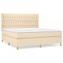 Cama box spring con colchón tela color crema 180x200 cm de , Camas y somieres - Ref: Foro24-3132254, Precio: 679,35 €, Descue...