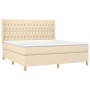 Cama box spring con colchón tela color crema 180x200 cm de , Camas y somieres - Ref: Foro24-3132254, Precio: 679,35 €, Descue...