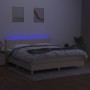 Cama box spring con colchón y LED tela crema 180x200 cm de , Camas y somieres - Ref: Foro24-3133898, Precio: 557,04 €, Descue...