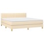 Cama box spring con colchón y LED tela crema 180x200 cm de , Camas y somieres - Ref: Foro24-3133898, Precio: 557,04 €, Descue...