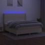 Cama box spring colchón y luces LED tela crema 180x200 cm de , Camas y somieres - Ref: Foro24-3139058, Precio: 656,99 €, Desc...