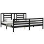 Double bed frame with black solid wood headboard by vidaXL, Beds and slatted bases - Ref: Foro24-3194720, Price: 160,66 €, Di...