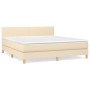 Cama box spring con colchón tela color crema 180x200 cm de , Camas y somieres - Ref: Foro24-3140478, Precio: 557,42 €, Descue...