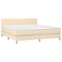 Cama box spring con colchón tela color crema 180x200 cm de , Camas y somieres - Ref: Foro24-3140478, Precio: 557,42 €, Descue...