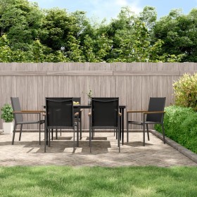 Garden dining set 7 pieces steel and black textilene by , Garden sets - Ref: Foro24-3187038, Price: 507,64 €, Discount: %