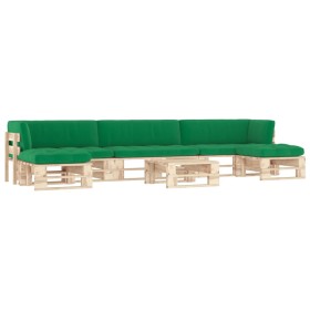 6-piece pallet furniture and impregnated pine wood cushions by , Garden sets - Ref: Foro24-3066966, Price: 414,99 €, Discount: %