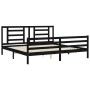 Double bed frame with black solid wood headboard by vidaXL, Beds and slatted bases - Ref: Foro24-3194720, Price: 160,66 €, Di...