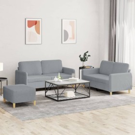 Sofa set with cushions 3 pieces light gray fabric by , Sofas - Ref: Foro24-3202094, Price: 505,99 €, Discount: %