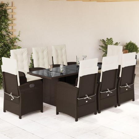 Set comedor para jardín 9 pzas y cojines ratán sintético marrón de , Conjuntos de jardín - Ref: Foro24-3212255, Precio: 1,00 ...