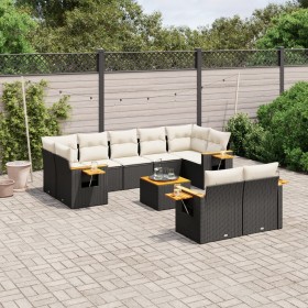 Gartensofa-Set, 10-teilig, mit schwarzen Kissen und synthetischem Rattan. von , Gartensets - Ref: Foro24-3259536, Preis: 625,...