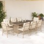 9-teiliges Garten-Esszimmer-Set mit Kissen synthetisches Rattan beige von , Gartensets - Ref: Foro24-3212063, Preis: 1,00 €, ...