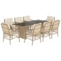 Set comedor de jardín 9 pzas con cojines ratán sintético beige de , Conjuntos de jardín - Ref: Foro24-3212063, Precio: 1,00 €...