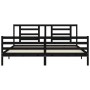 Double bed frame with black solid wood headboard by vidaXL, Beds and slatted bases - Ref: Foro24-3194720, Price: 160,66 €, Di...