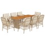 Set comedor de jardín 9 pzas con cojines ratán sintético beige de , Conjuntos de jardín - Ref: Foro24-3212077, Precio: 1,00 €...