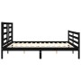 Double bed frame with black solid wood headboard by vidaXL, Beds and slatted bases - Ref: Foro24-3194720, Price: 160,66 €, Di...