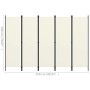 White 5-panel room divider screen 250x180 cm by vidaXL, Room dividers - Ref: Foro24-320723, Price: 44,44 €, Discount: %