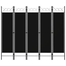 Biombo divisor de 5 paneles negro 200x180 cm de vidaXL, Divisores de ambientes - Ref: Foro24-320710, Precio: 42,71 €, Descuen...