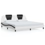 Estructura cama con LED cuero sintético blanco negro 200x200 cm de , Camas y somieres - Ref: Foro24-3214049, Precio: 223,17 €...