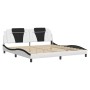 Estructura cama con LED cuero sintético blanco negro 200x200 cm de , Camas y somieres - Ref: Foro24-3214049, Precio: 223,17 €...