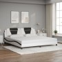 Estructura cama con LED cuero sintético blanco negro 200x200 cm de , Camas y somieres - Ref: Foro24-3214049, Precio: 223,17 €...