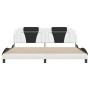 Estructura cama con LED cuero sintético blanco negro 200x200 cm de , Camas y somieres - Ref: Foro24-3214049, Precio: 223,17 €...