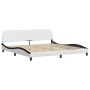 Estructura cama con LED cuero sintético blanco negro 200x200 cm de , Camas y somieres - Ref: Foro24-3214049, Precio: 223,17 €...