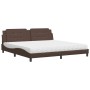 Cama con colchón cuero sintético marrón 200x200 cm de , Camas y somieres - Ref: Foro24-3208889, Precio: 437,02 €, Descuento: %