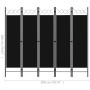 Divider screen with 5 panels black 200x180 cm by vidaXL, Room dividers - Ref: Foro24-320710, Price: 40,99 €, Discount: %