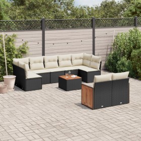 Set Gartensofas 10 Stück Kissen synthetisches Rattan schwarz von , Gartensets - Ref: Foro24-3260376, Preis: 629,37 €, Rabatt: %