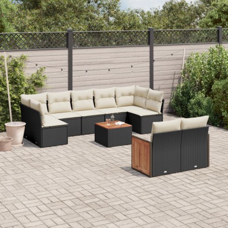 Set Gartensofas 10 Stück Kissen synthetisches Rattan schwarz von , Gartensets - Ref: Foro24-3260376, Preis: 613,99 €, Rabatt: %