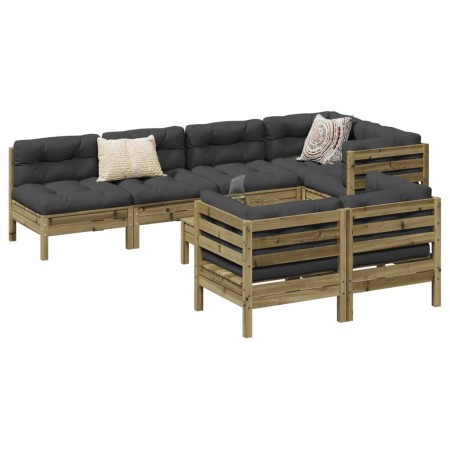 Set Gartensofas 8-teilig mit Kissen aus imprägniertem Zirbenholz von , Gartensets - Ref: Foro24-3299352, Preis: 733,89 €, Rab...