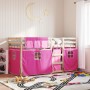 Bunk bed with curtains solid pink pine wood 90x200 cm by , Beds and slatted bases - Ref: Foro24-3283894, Price: 176,94 €, Dis...