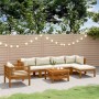 7-piece garden furniture set with cream cushions, made of solid acacia wood. by , Garden sets - Ref: Foro24-3086930, Price: 8...