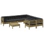 9-piece garden sofa set with impregnated pine wood cushions by , Garden sets - Ref: Foro24-3299376, Price: 831,46 €, Discount: %