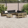 9-piece garden sofa set with impregnated pine wood cushions by , Garden sets - Ref: Foro24-3299376, Price: 831,46 €, Discount: %