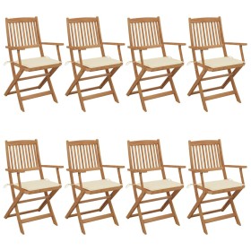 Folding garden chairs 8 pcs solid acacia wood and cushions by , Garden chairs - Ref: Foro24-3074969, Price: 452,99 €, Discoun...