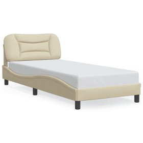 Bed frame with cream fabric headboard 80x200 cm by , Beds and slatted bases - Ref: Foro24-3207735, Price: 177,99 €, Discount: %