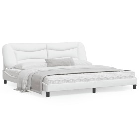 Estructura de cama cabecero cuero sintético blanco 200x200 cm de , Camas y somieres - Ref: Foro24-3208024, Precio: 250,51 €, ...