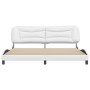 White synthetic leather headboard bed frame 200x200 cm by , Beds and slatted bases - Ref: Foro24-3208024, Price: 250,51 €, Di...