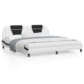 Estructura de cama con cabecero cuero sintético blanco y negro de , Camas y somieres - Ref: Foro24-3208123, Precio: 212,99 €,...