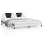 Bed frame with black and white synthetic leather headboard by , Beds and slatted bases - Ref: Foro24-3208123, Price: 211,92 €...