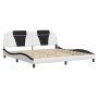 Bed frame with black and white synthetic leather headboard by , Beds and slatted bases - Ref: Foro24-3208123, Price: 212,99 €...