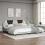 Bed frame with black and white synthetic leather headboard by , Beds and slatted bases - Ref: Foro24-3208123, Price: 211,92 €...