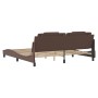 Estructura cama con luces LED cuero sintético marrón 200x200 cm de , Camas y somieres - Ref: Foro24-3214045, Precio: 227,99 €...