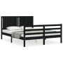 Estructura cama de matrimonio con cabecero madera maciza negro de vidaXL, Camas y somieres - Ref: Foro24-3194775, Precio: 165...