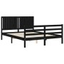 Estructura cama de matrimonio con cabecero madera maciza negro de vidaXL, Camas y somieres - Ref: Foro24-3194775, Precio: 165...