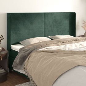 Headboard with dark green velvet ears 183x16x118/128cm by , Headboards and footboards - Ref: Foro24-3119363, Price: 126,99 €,...