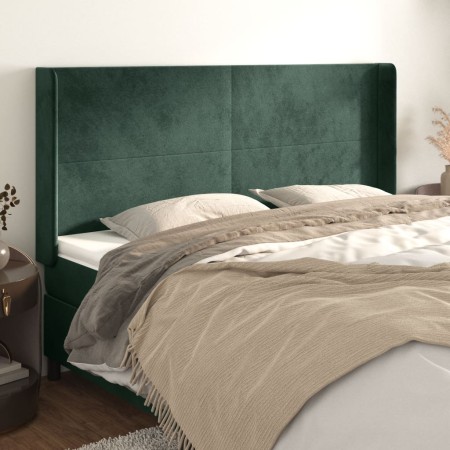 Cabecero con orejas de terciopelo verde oscuro 183x16x118/128cm de , Cabeceros y pies de cama - Ref: Foro24-3119363, Precio: ...