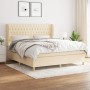 Cama box spring con colchón tela color crema 180x200 cm de , Camas y somieres - Ref: Foro24-3128786, Precio: 686,11 €, Descue...